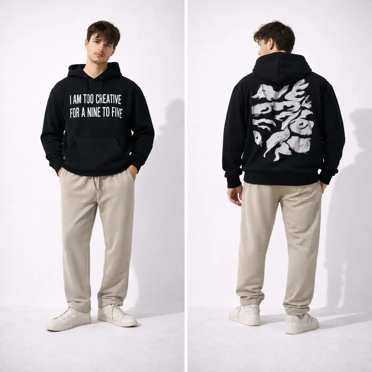 Woolaxyy Hoodie And Beige Trouser Set