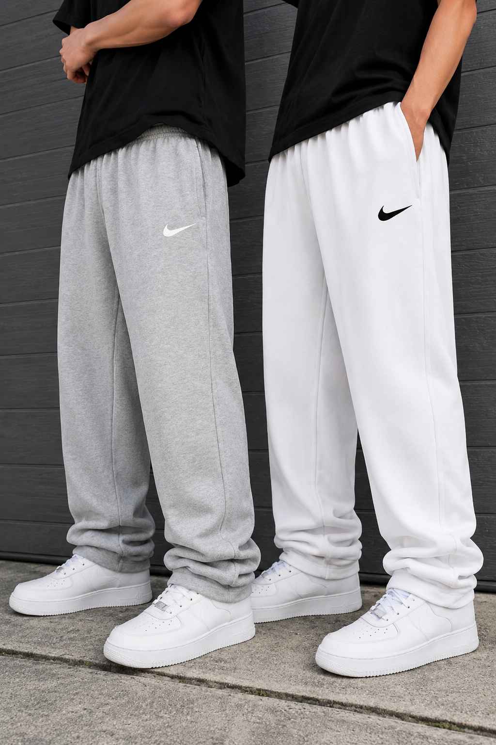 Nike Loose Fit Streetwear Trousers Combo Set – Grey & White