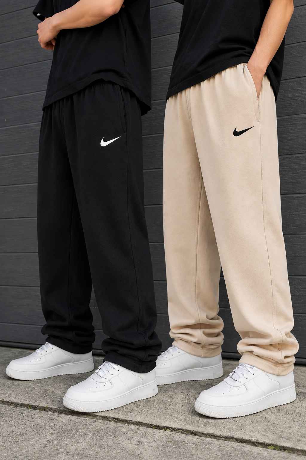 Nike Loose Fit Streetwear Trousers Combo Set – Black and Beige