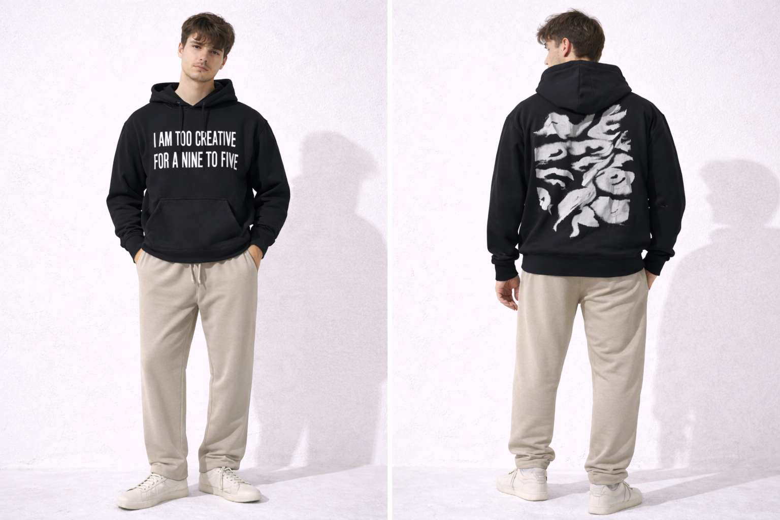 Woolaxyy Hoodie And Beige Trouser Set