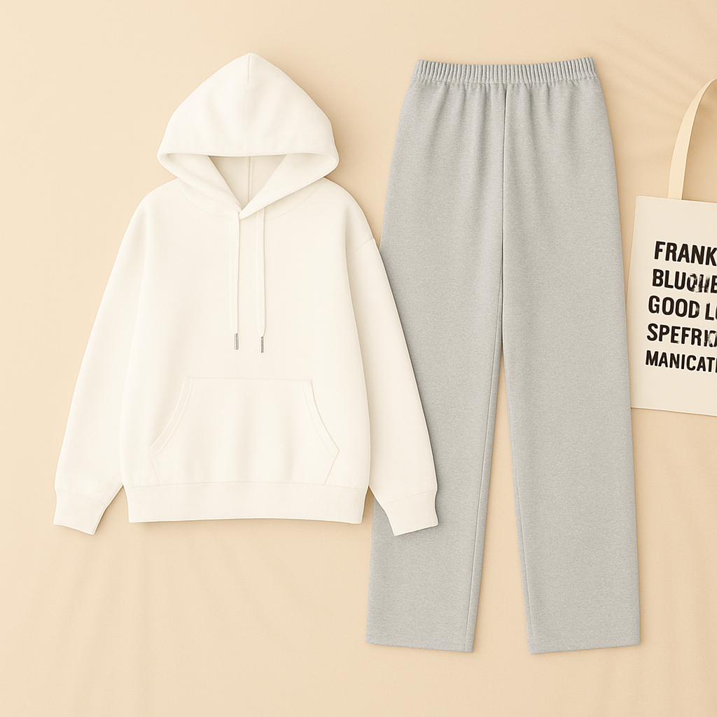 White Hoodie & Grey Flapper Trouser