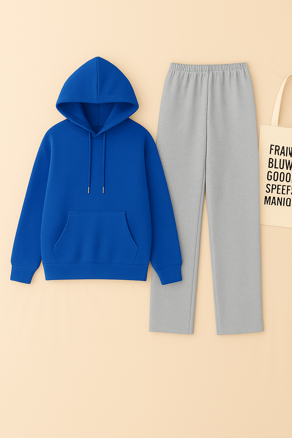 Royal Blue Hoodie & Grey Flapper Trouser
