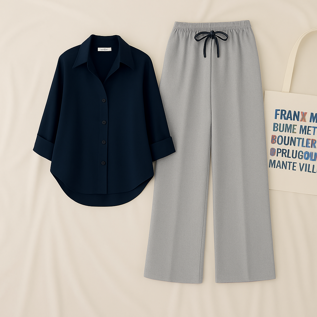 Navy Shirt & Gray Pant Set