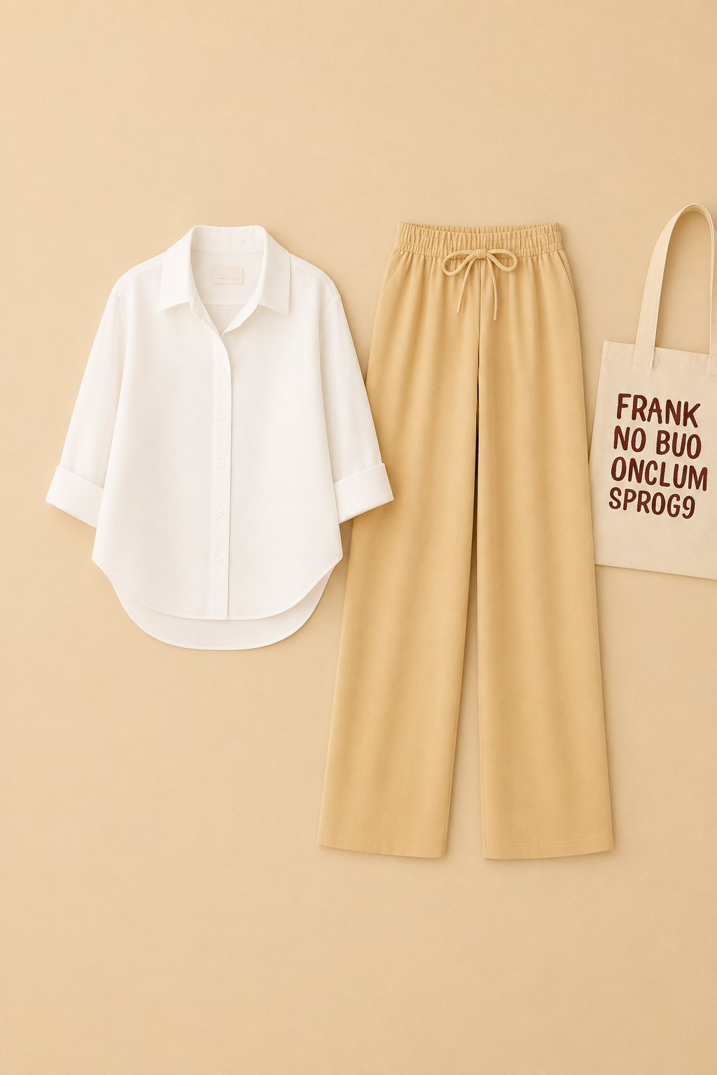 White Shirt & Beige Pant Set