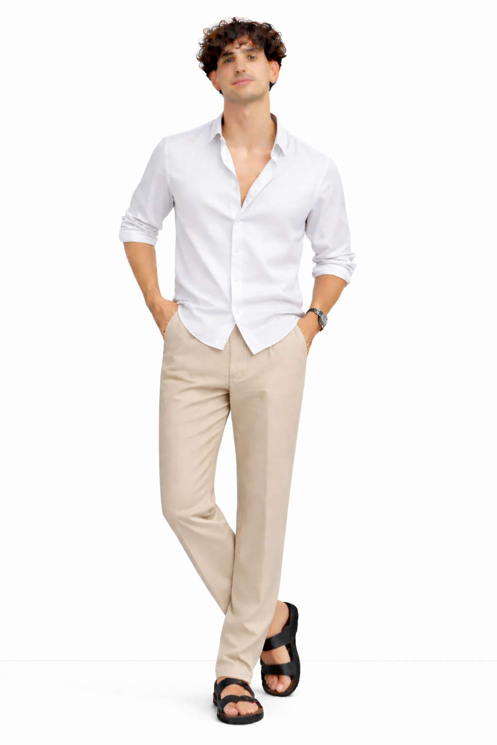 White Shirt & Beige Pant Set