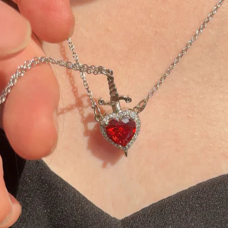 Heart Sword Necklace Symbol of Love & Strength