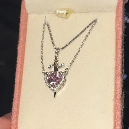 Heart Sword Necklace Symbol of Love & Strength
