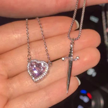 Heart Sword Necklace Symbol of Love & Strength
