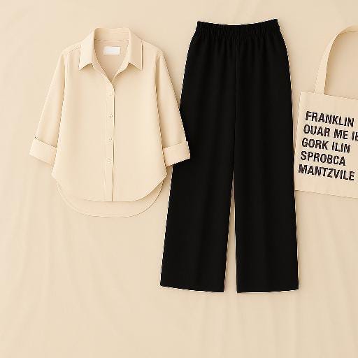 White Shirt & Black Pant Set