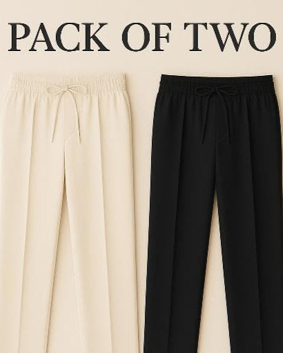 Pack of Two Beige & Black Flapper Trouser