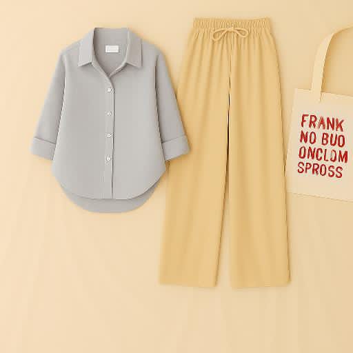 Gray Shirt & Beige Pant Set