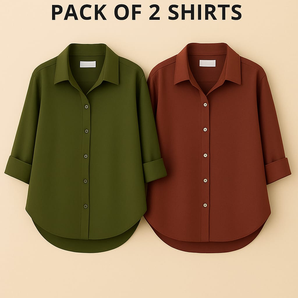 Pack of 2 Premium Casual Shirt Olive & Brown
