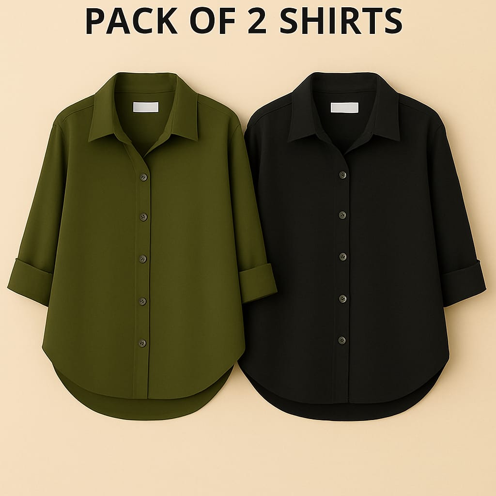 Pack of 2 Premium Casual Shirt Olive & Black