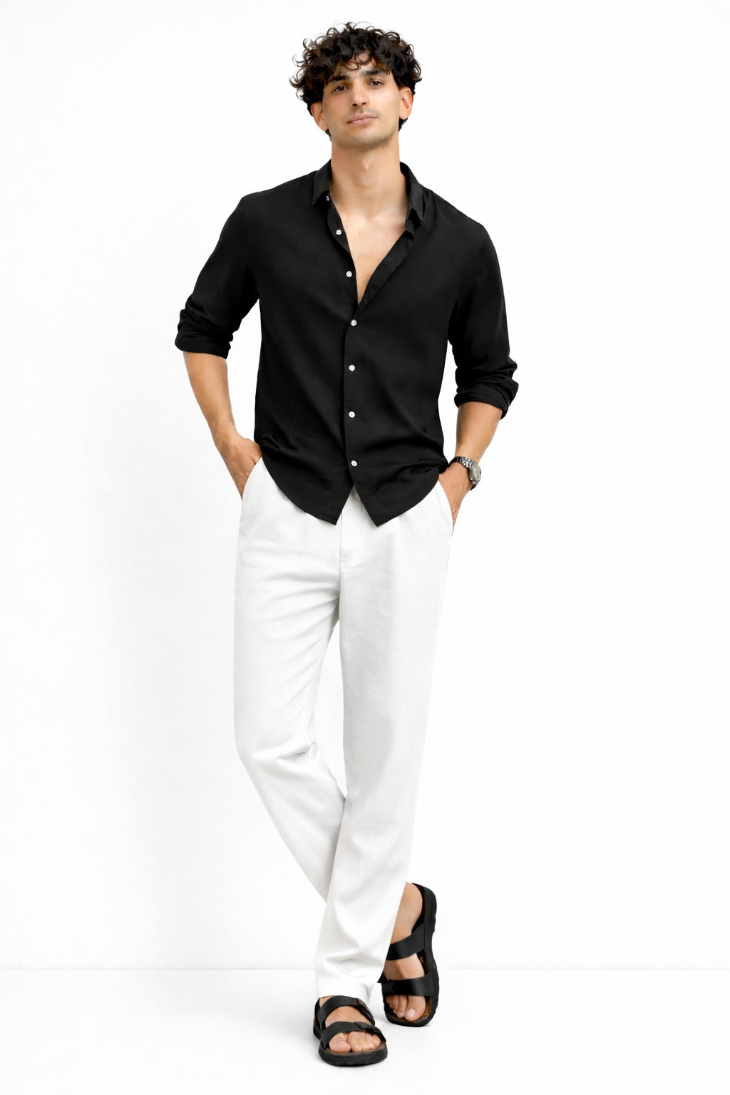 Black Shirt &White Pant Set