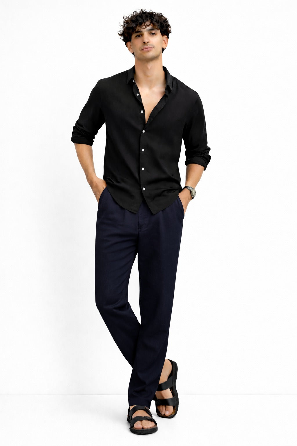 Black Shirt & Navy Pant Set
