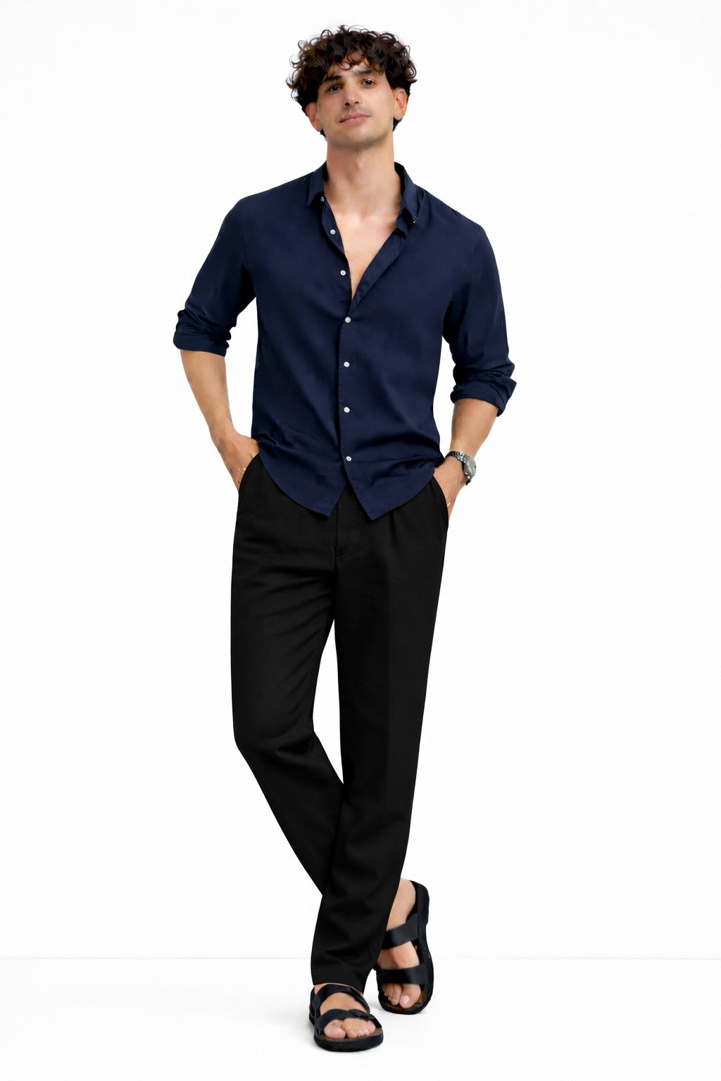 Naavy Shirt & Black Pant Set