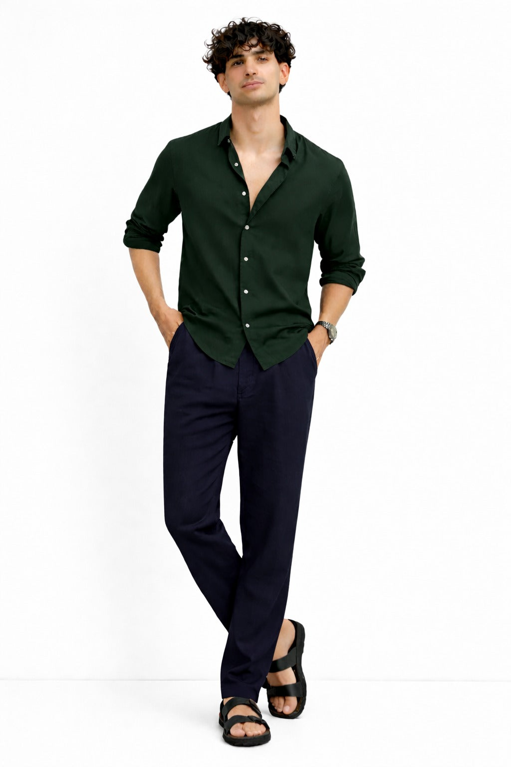 Dark Green Shirt & Navy Pant Set