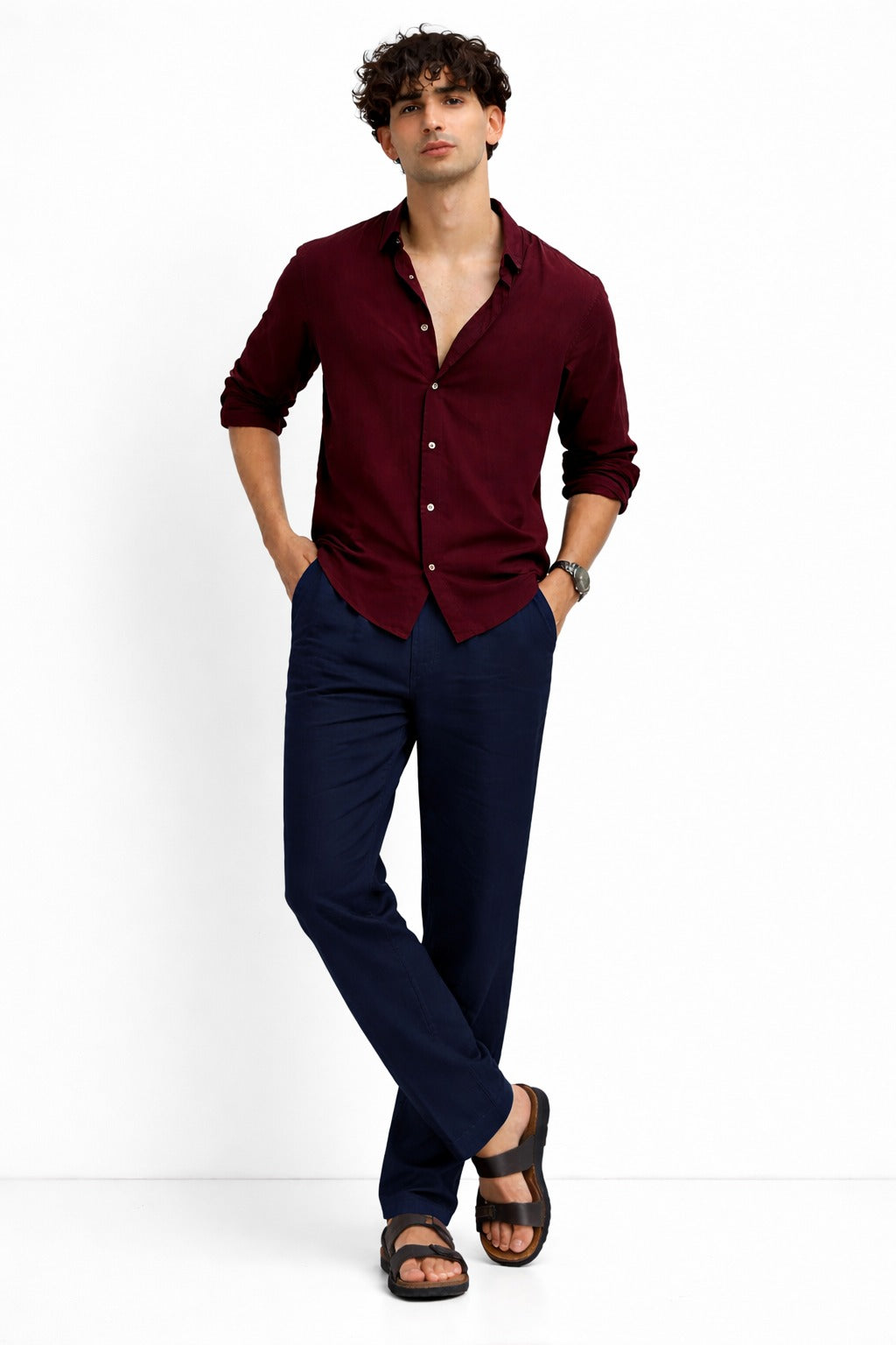 Maroon Shirt & Navy Pant Set