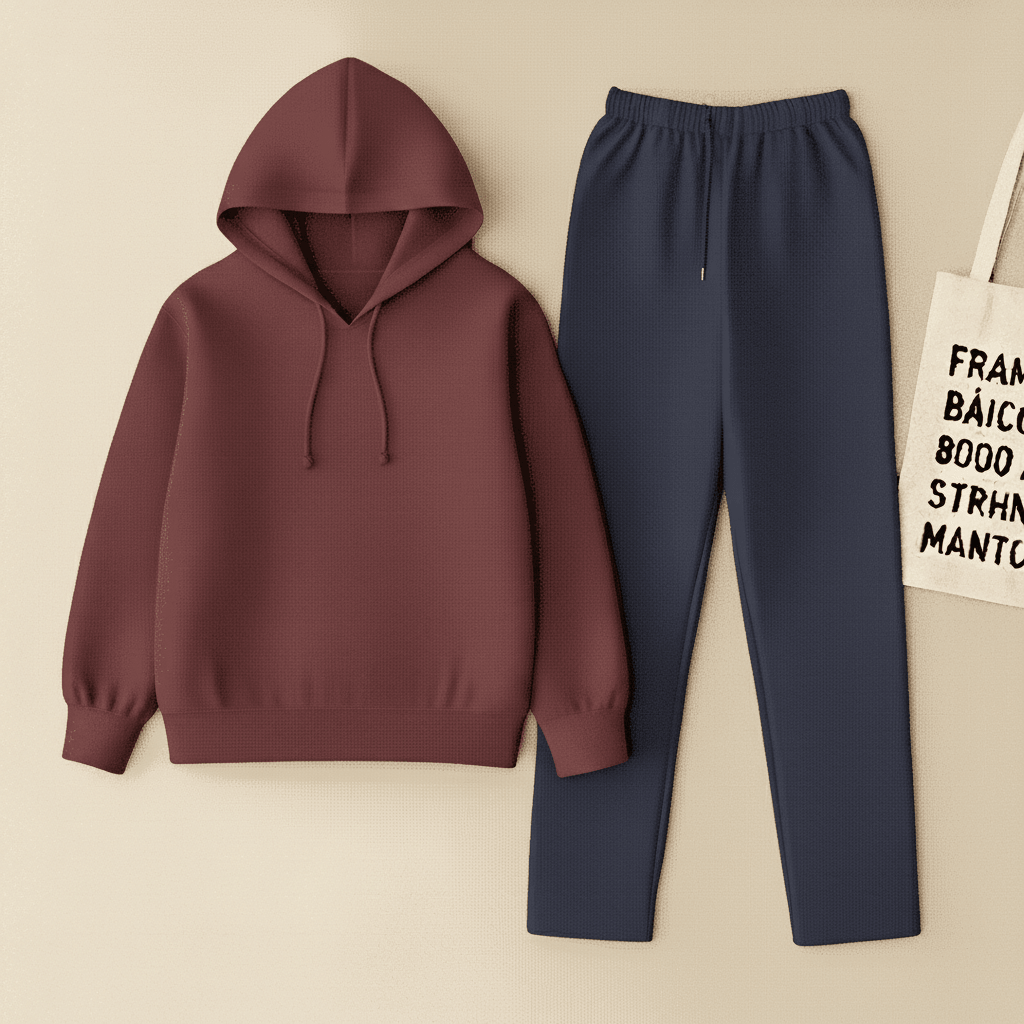 Maroon Hoodie & Navy Blue Flapper Trouser