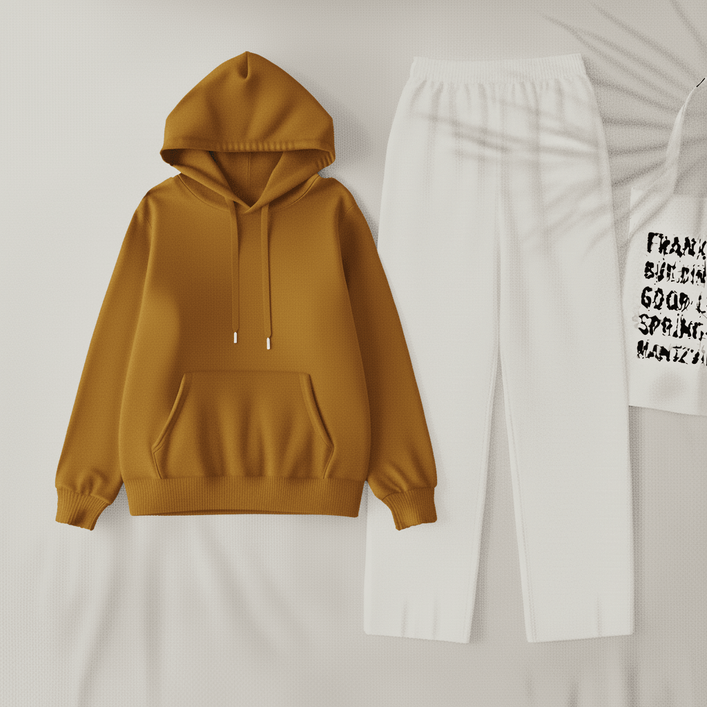 Musterd Hoodie & White Flapper Trouser